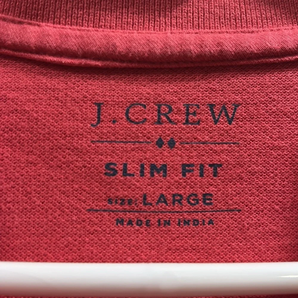 Like New J. Crew 1/4 button down Polo shirt short sleeve cotton size L slim fit